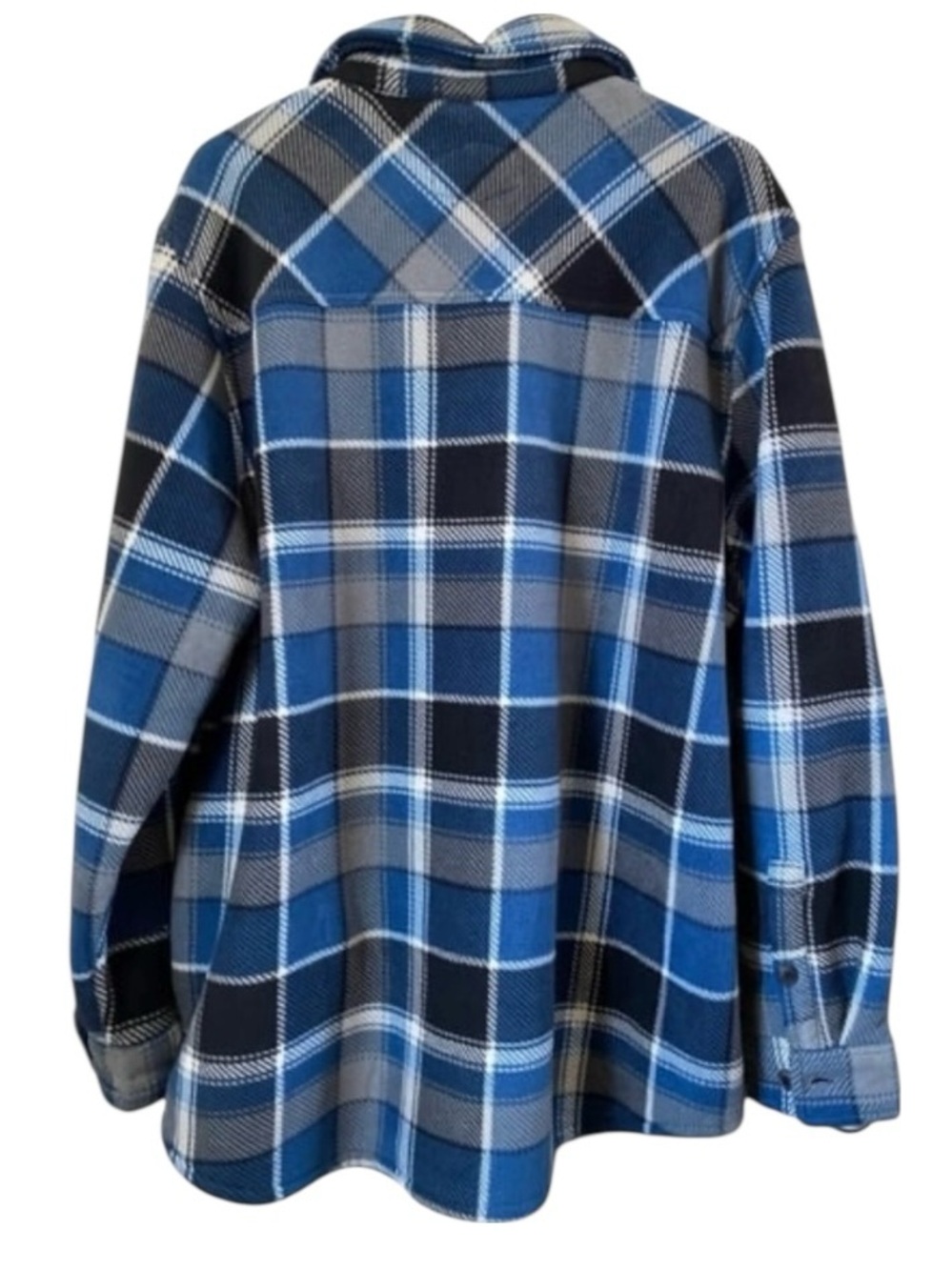 Men’s XL Blue Plaid Sherpa Lined Shacket Shirt Jacket Workwear Fleece - Picture 5 of 11